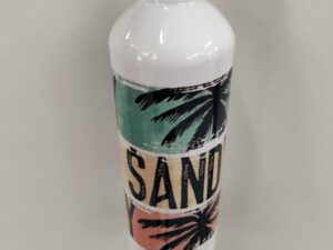 Botella blanca de aluminio con diseño “SAND” estilo retro tropical